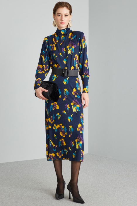 Abito midi con collo morbido - Fashion Market