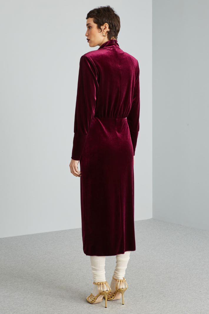 Abito in jersey velluto - BORDEAUX - Fashion Market - 4