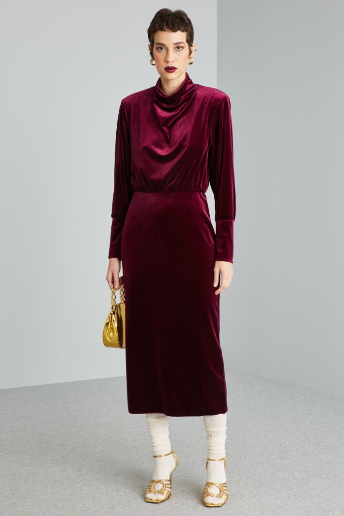 Abito in jersey velluto - BORDEAUX - Fashion Market - 2
