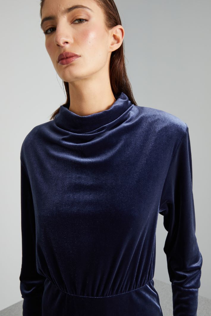 Abito in jersey velluto - BLU - Fashion Market - 2