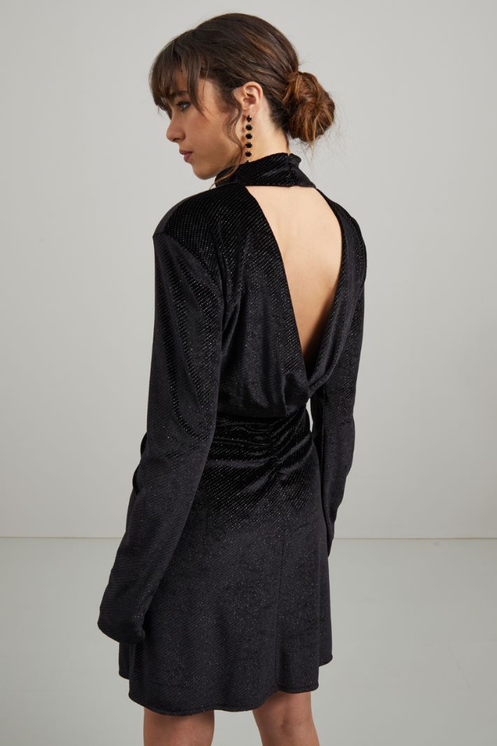 Abito in velluto con strass - NERO ARGENTO - Fashion Market - 4