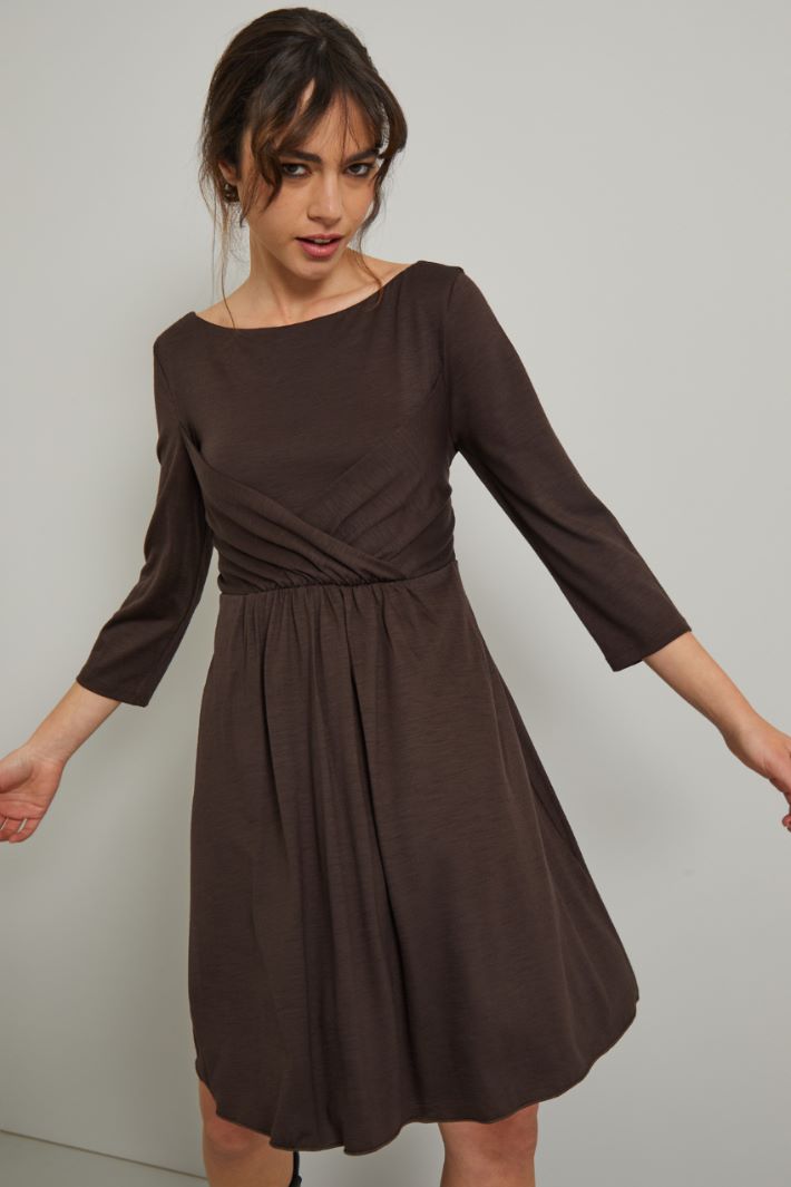 Abito in jersey di lana - MARRONE - Fashion Market - 2