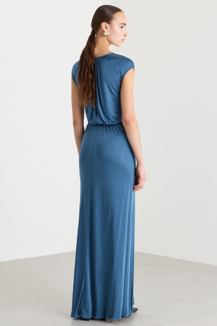 Abito lungo con cut-out sul retro - BLU - Fashion Market - 4
