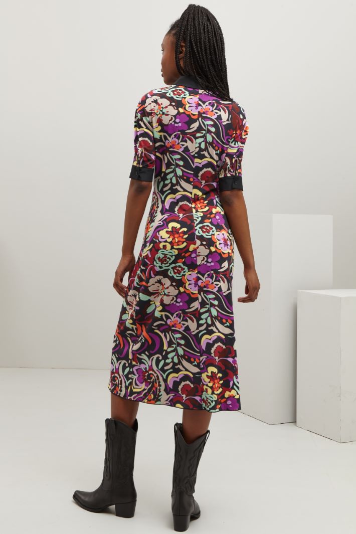 Abito lungo in jersey - NERO VIOLA - Fashion Market - 4