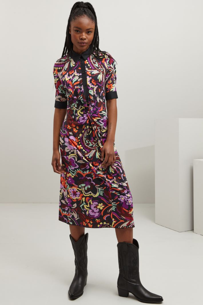 Abito lungo in jersey - NERO VIOLA - Fashion Market - 2