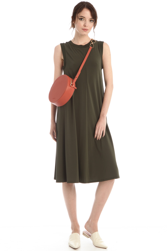 Abito svasato in jersey crêpe - VERDE MILITARE - Fashion Market - 3