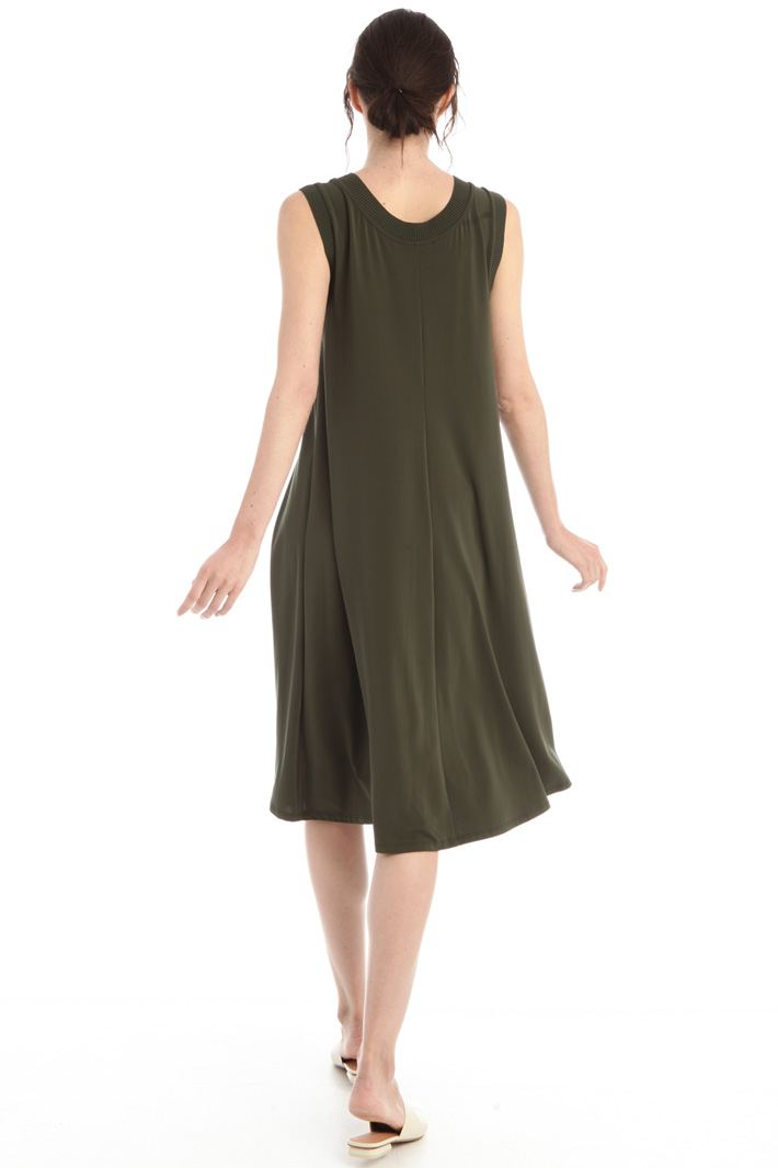 Abito svasato in jersey crêpe - VERDE MILITARE - Fashion Market - 2