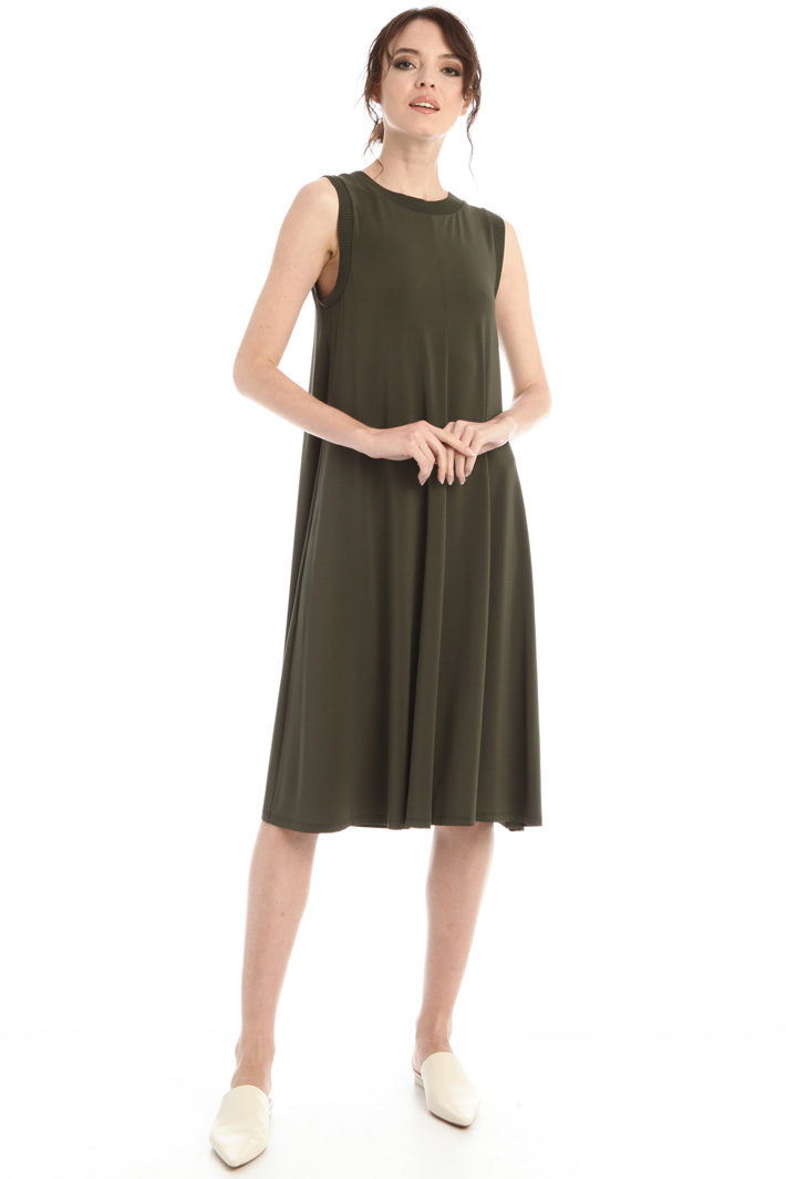 Abito svasato in jersey crêpe - VERDE MILITARE - Fashion Market