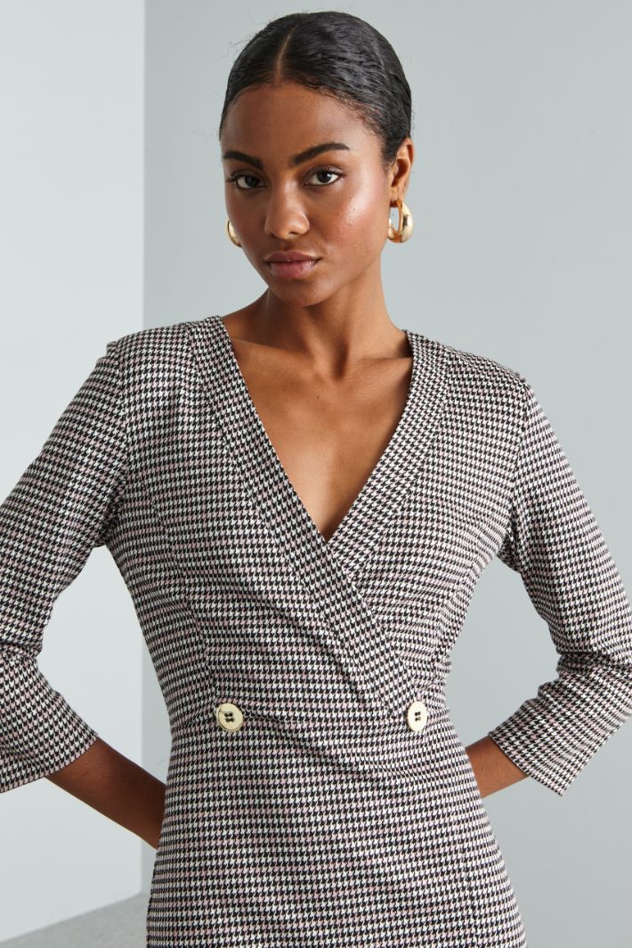 Abito in jersey jacquard - NERO BIANCO ROSA - Fashion Market - 4