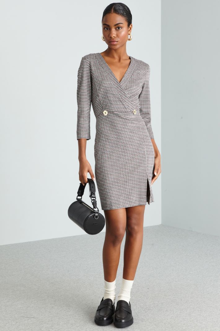 Abito in jersey jacquard - NERO BIANCO ROSA - Fashion Market