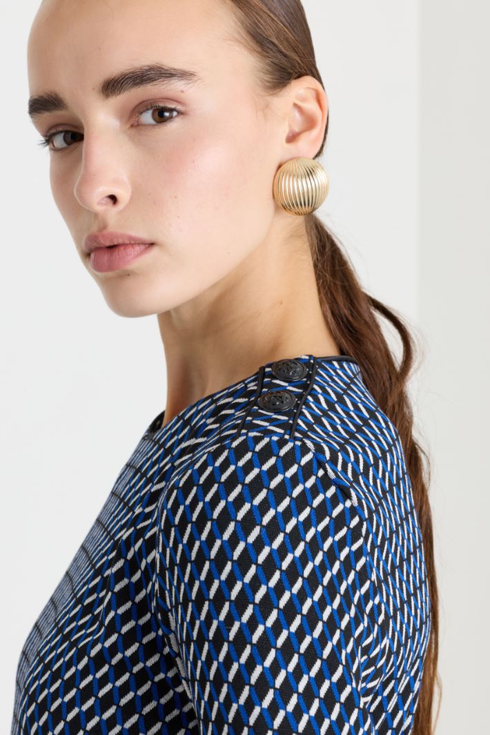 Abito fit & flare con bottoni gioiello - BLU - Fashion Market - 3