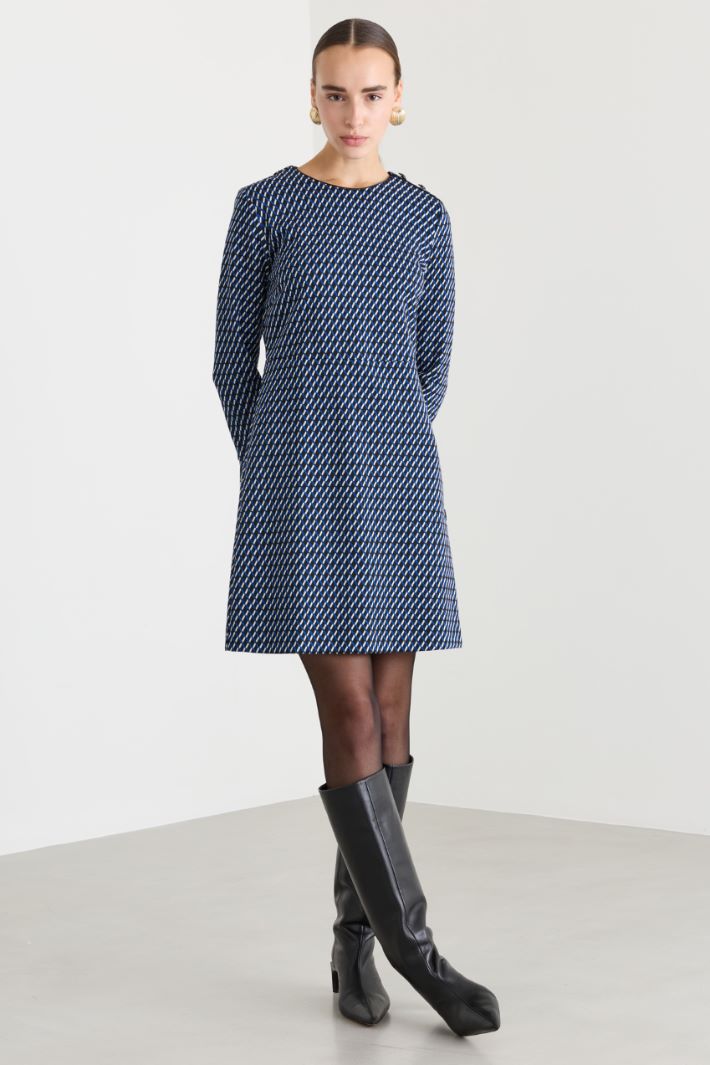 Abito fit & flare con bottoni gioiello - BLU - Fashion Market