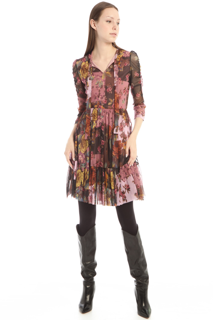 Abito in tulle con balza - LILLA - Fashion Market