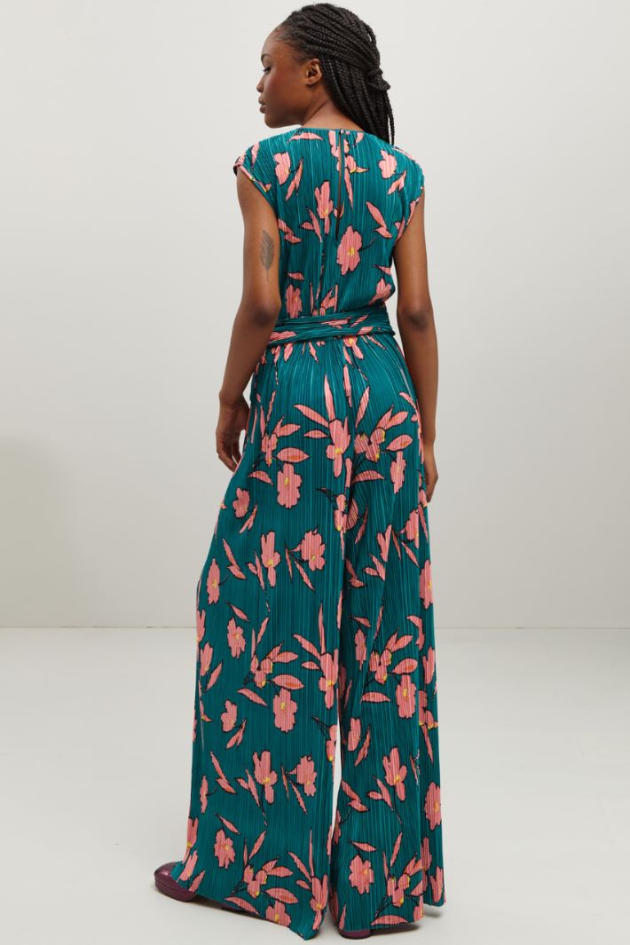 Tuta in raso plissè - VERDE PAVONE ROSA - Fashion Market - 4