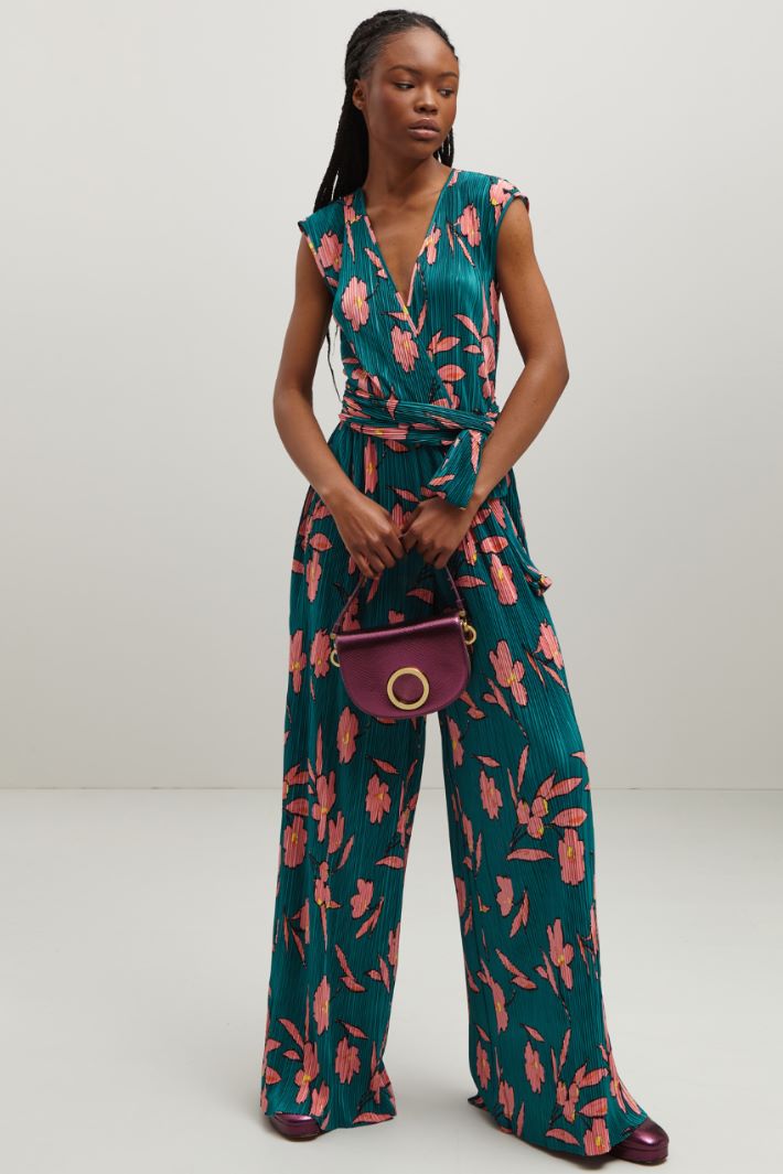 Tuta in raso plissè - VERDE PAVONE ROSA - Fashion Market