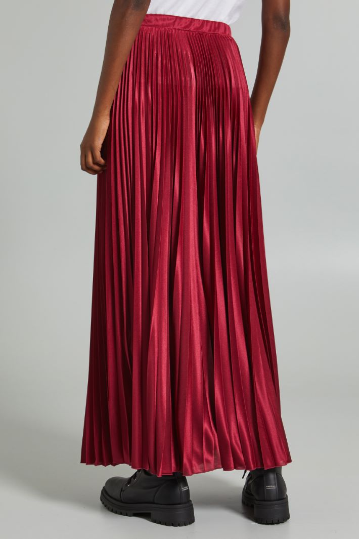 Gonna lunga in jersey plissé - ROSSO RUBINO - Fashion Market - 4