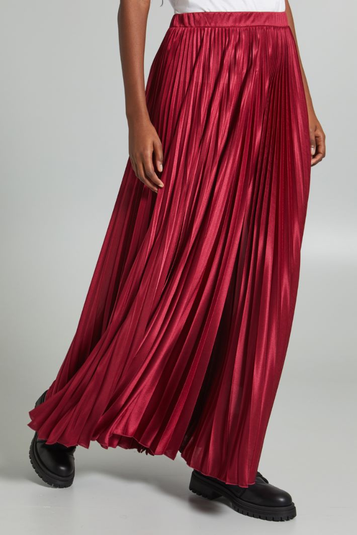 Gonna lunga in jersey plissé - ROSSO RUBINO - Fashion Market - 2