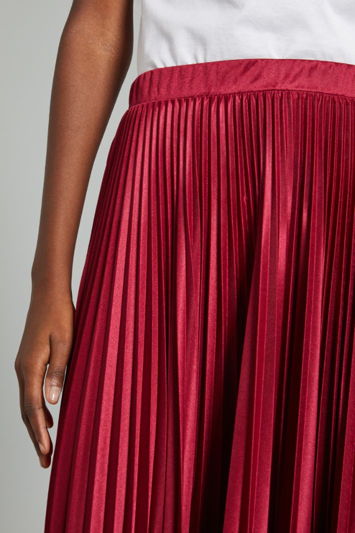 Gonna lunga in jersey plissé - ROSSO RUBINO - Fashion Market - 3