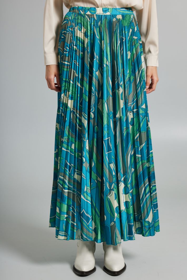 Gonna lunga in jersey plissé - VERDE BURRO - Fashion Market - 2