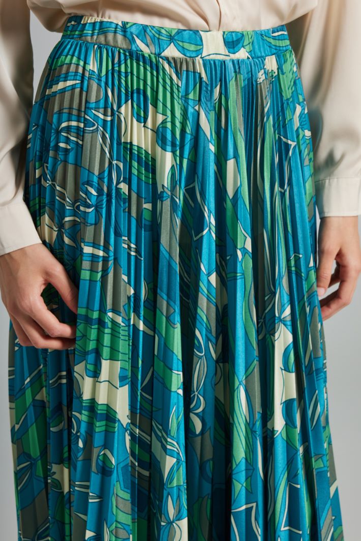 Gonna lunga in jersey plissé - VERDE BURRO - Fashion Market - 3