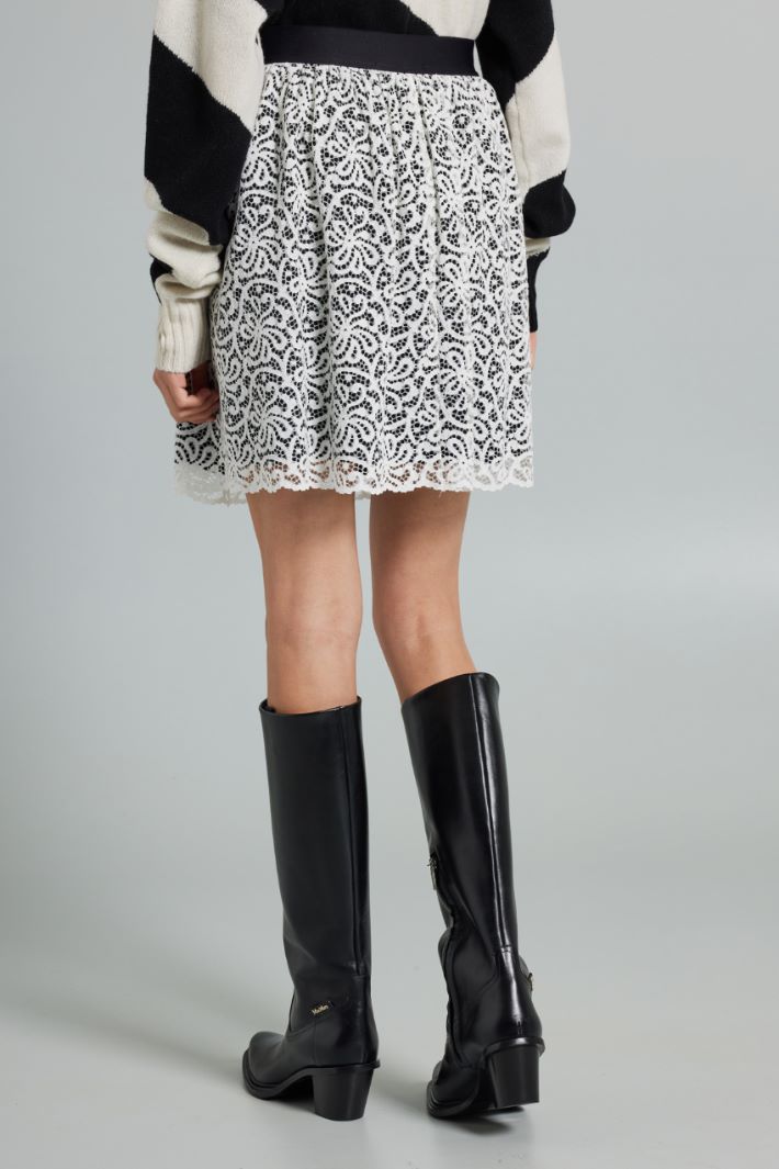 Minigonna in jersey pizzo - BIANCO NERO - Fashion Market - 4