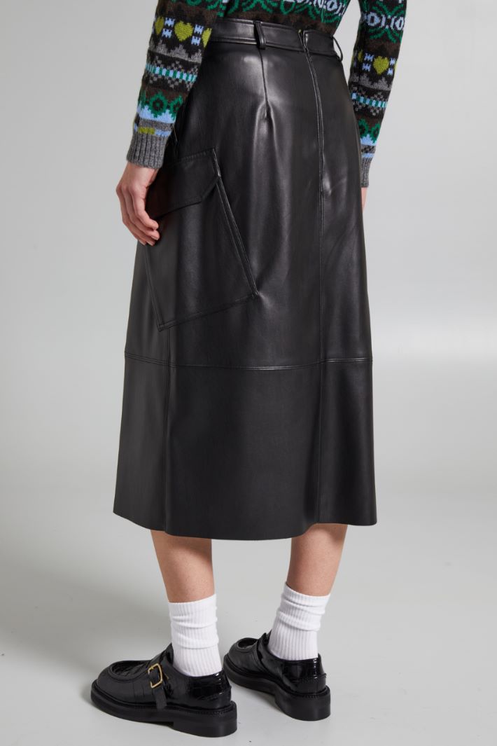 Gonna cargo in jersey spalmato - NERO - Fashion Market - 4