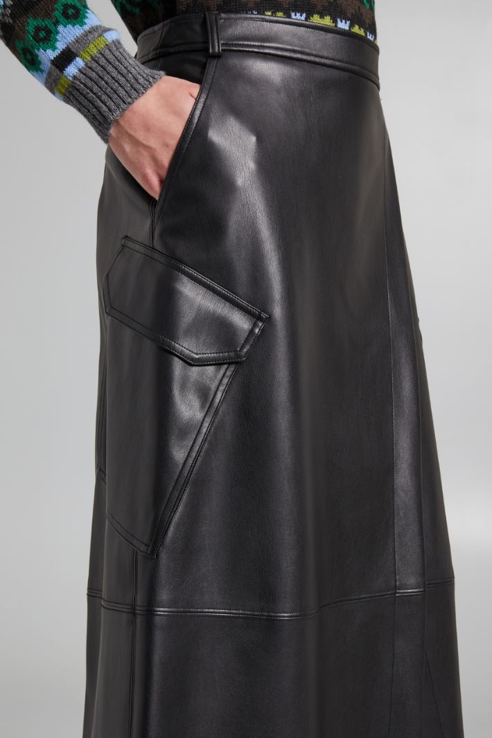 Gonna cargo in jersey spalmato - NERO - Fashion Market - 3