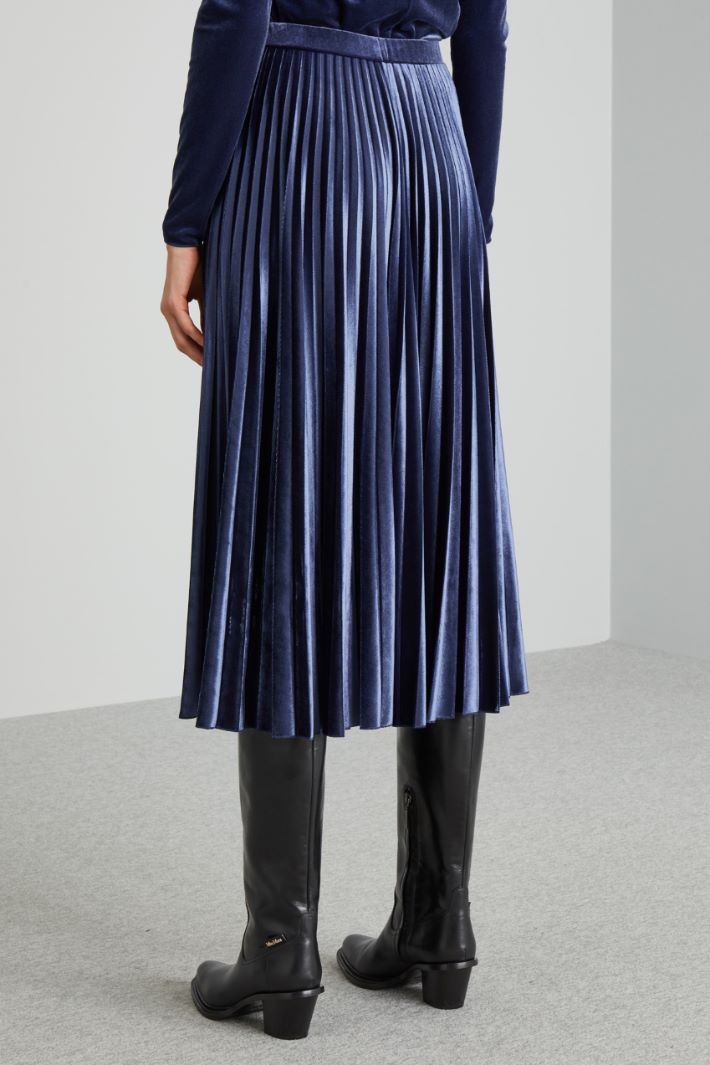 Gonna plissé in jersey velluto - BLU - Fashion Market - 4
