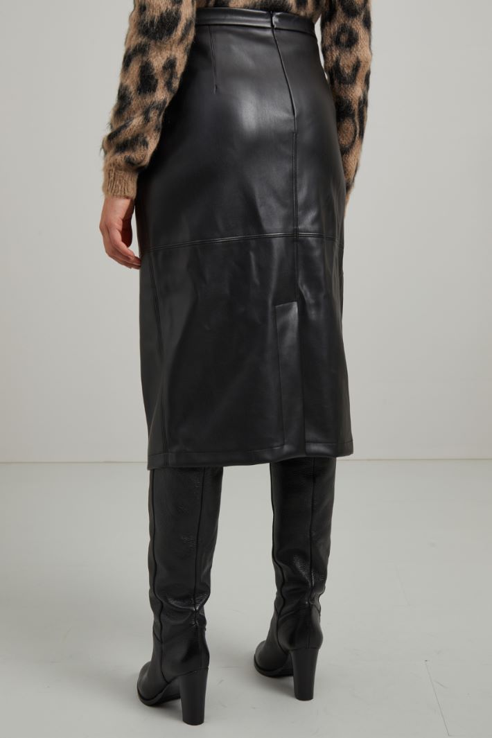 Gonna a tubo in similpelle - NERO - Fashion Market - 4