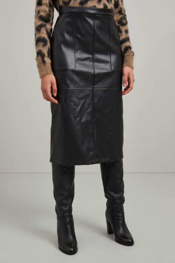 Gonna a tubo in similpelle - NERO - Fashion Market - 2