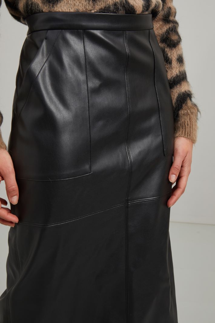 Gonna a tubo in similpelle - NERO - Fashion Market - 3