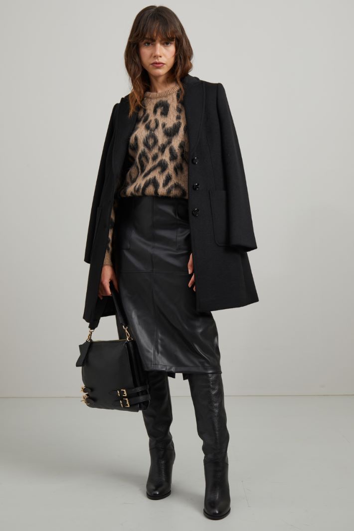 Gonna a tubo in similpelle - NERO - Fashion Market