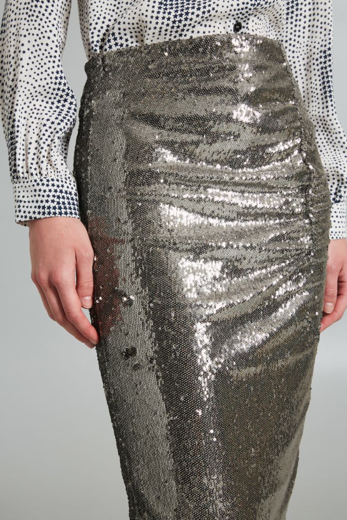 Gonna a tubo con paillettes - GRIGIO ARGENTO - Fashion Market - 3