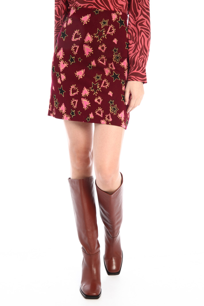 Gonna corta in jersey jacquard - BORDEAUX - Fashion Market - 4