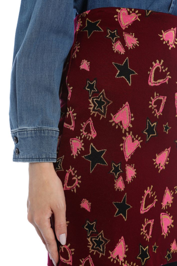 Gonna corta in jersey jacquard - BORDEAUX - Fashion Market - 3