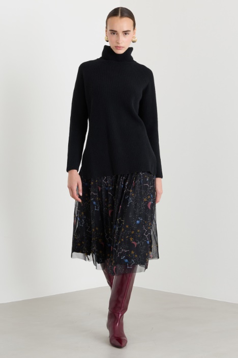 Gonna svasata in jersey tulle stampato - Fashion Market