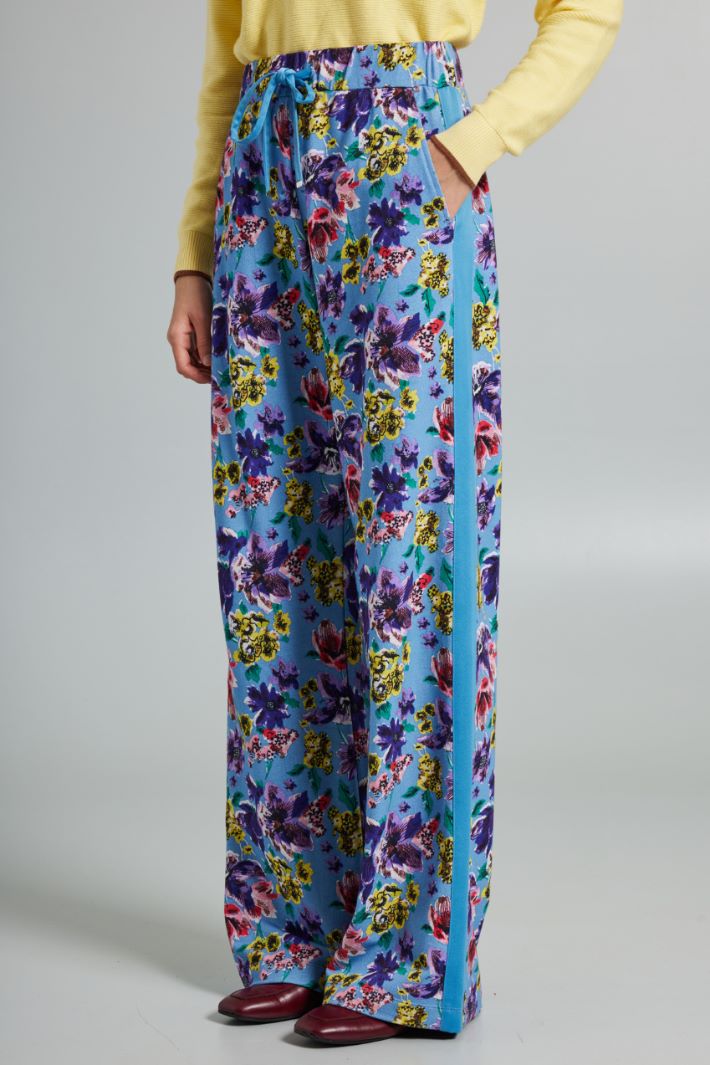 Pantaloni stampati con coulisse - AZZURRO VIOLA - Fashion Market - 3