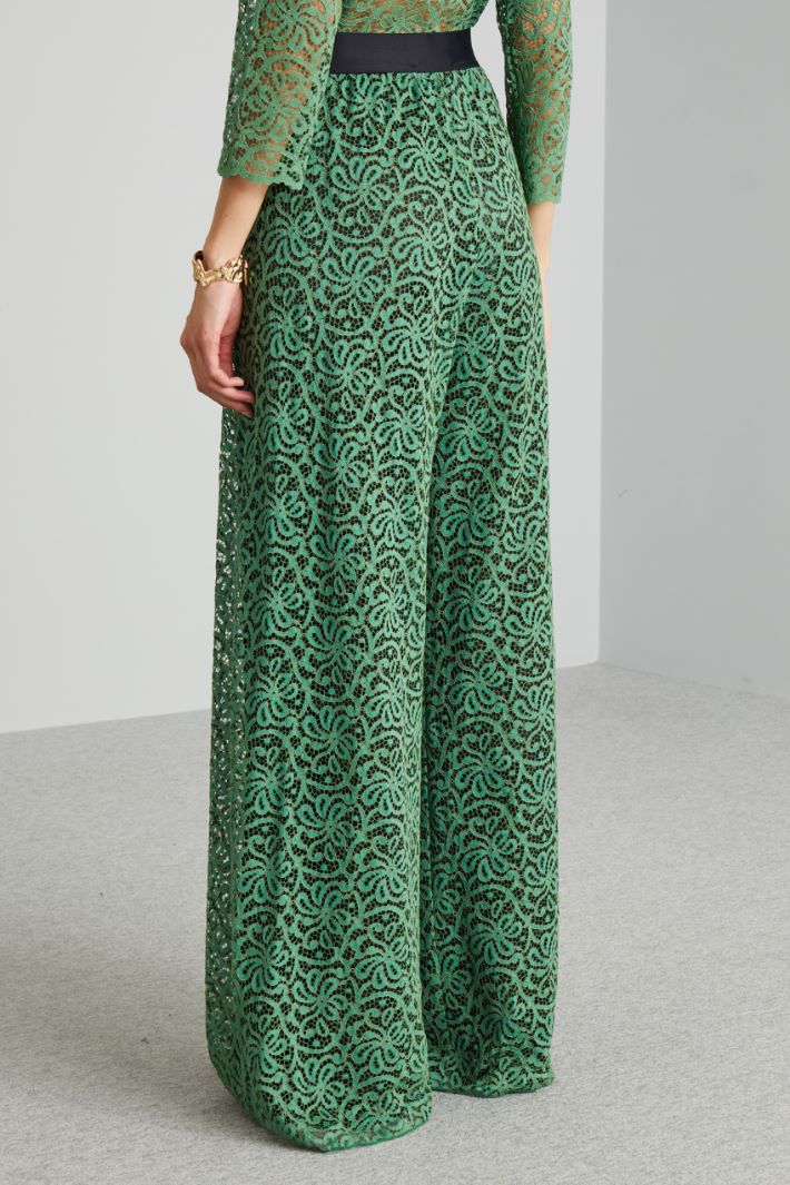 Pantaloni ampi in pizzo - VERDE - Fashion Market - 4