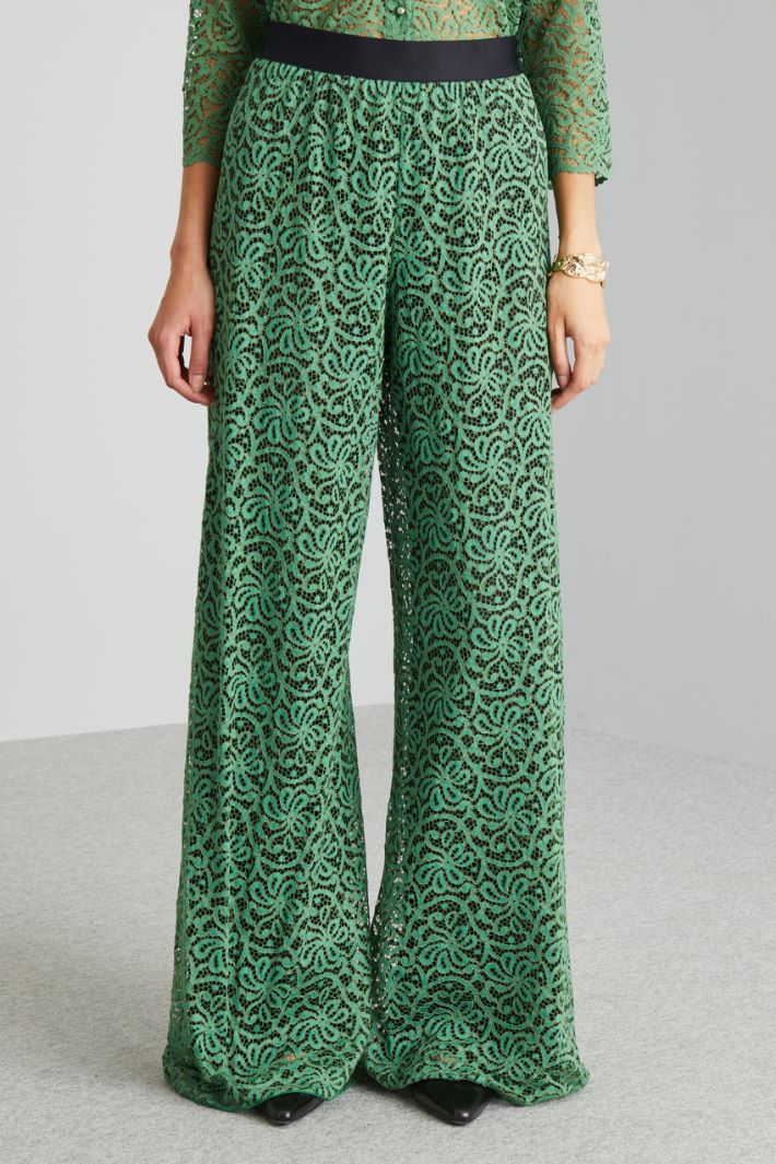 Pantaloni ampi in pizzo - VERDE - Fashion Market - 2