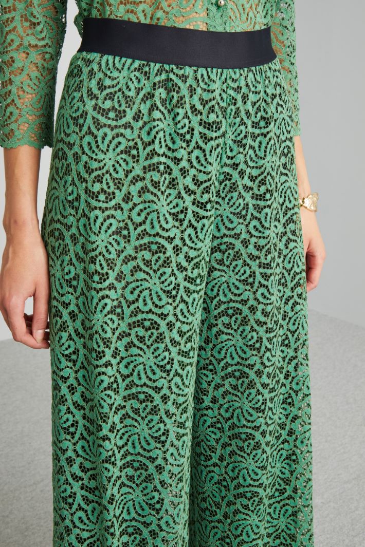Pantaloni ampi in pizzo - VERDE - Fashion Market - 3