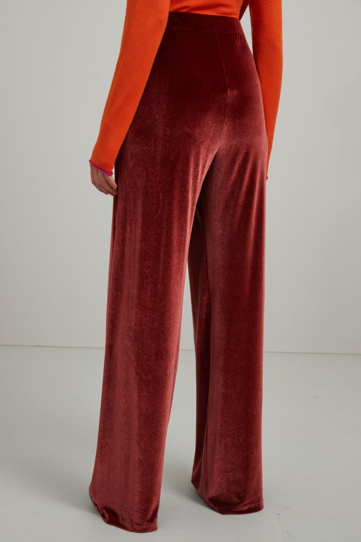 Pantaloni a palazzo in velluto - ROSSO MATTONE - Fashion Market - 4