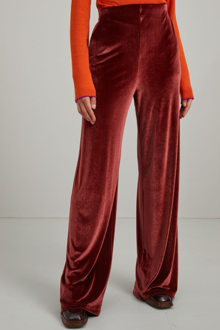 Pantaloni a palazzo in velluto - ROSSO MATTONE - Fashion Market - 2