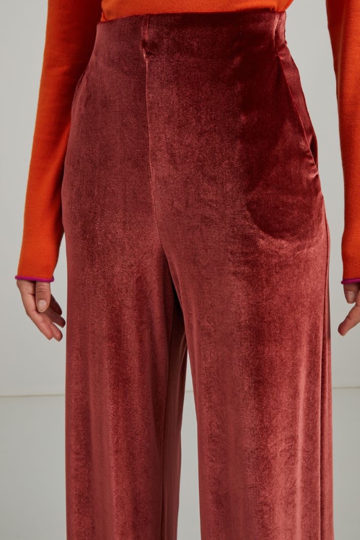 Pantaloni a palazzo in velluto - ROSSO MATTONE - Fashion Market - 3