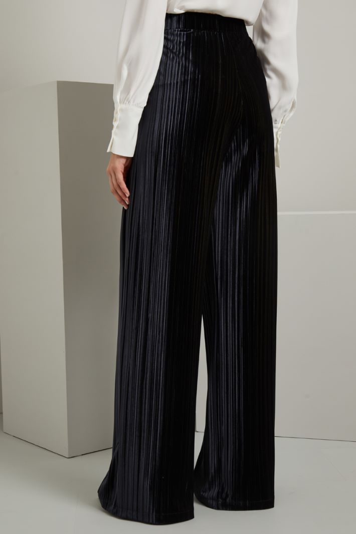 Pantaloni a palazzo in velluto - NERO - Fashion Market - 4