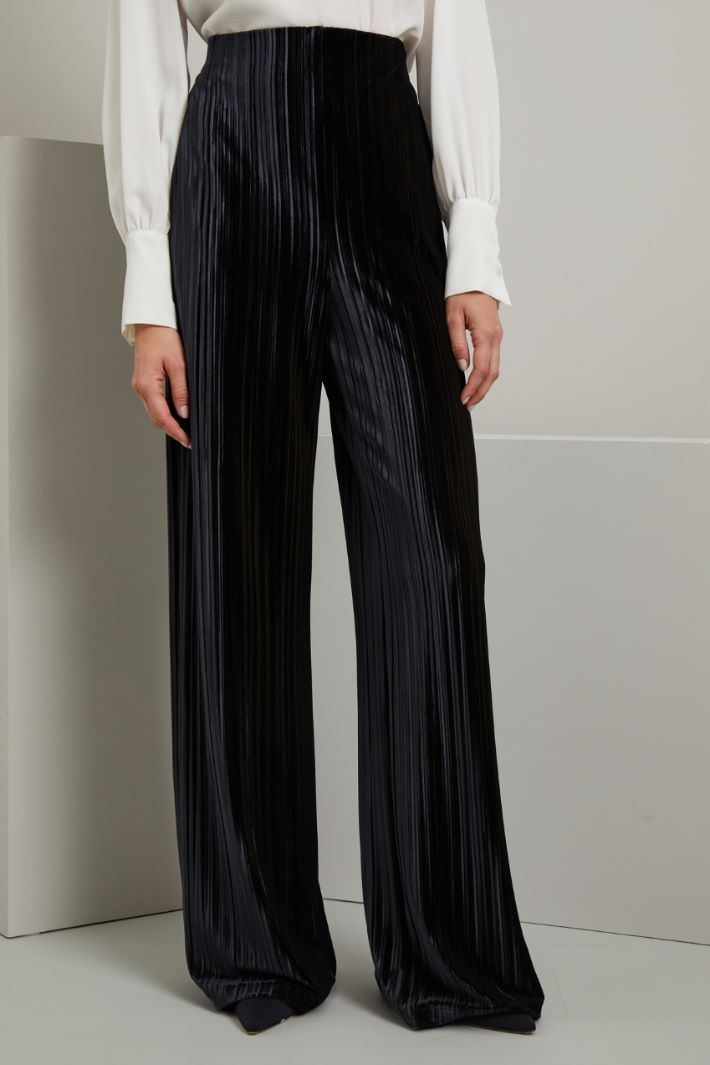 Pantaloni a palazzo in velluto - NERO - Fashion Market - 2