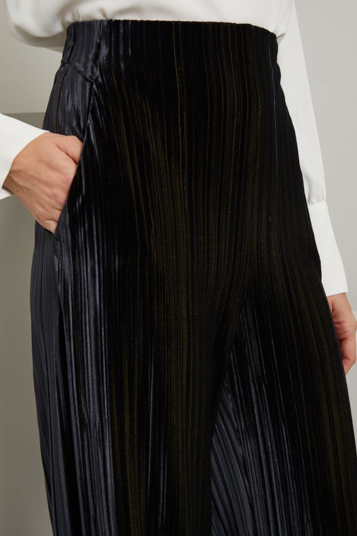 Pantaloni a palazzo in velluto - NERO - Fashion Market - 3