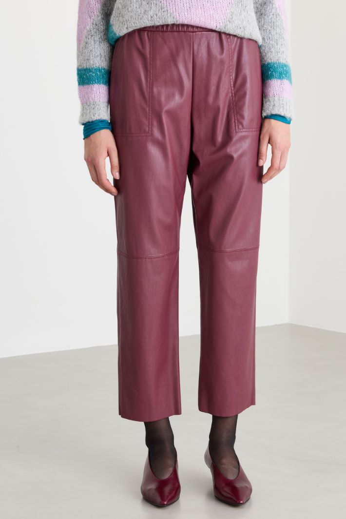 Pantalone in jersey spalmato - BORDEAUX - Fashion Market - 2