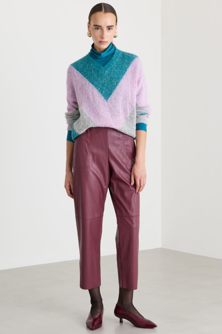 Pantalone in jersey spalmato - BORDEAUX - Fashion Market