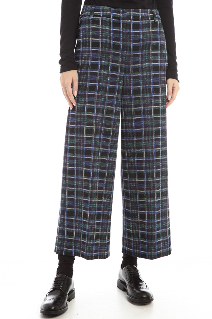 Pantaloni cropped in jersey - BLU - Fashion Market - 4