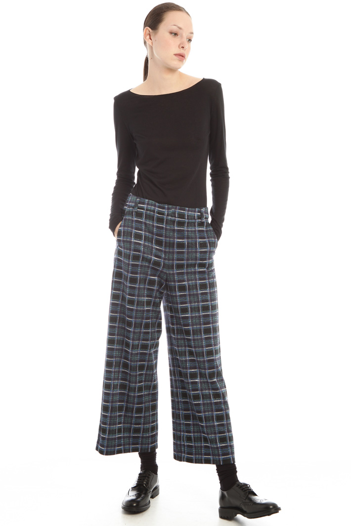 Pantaloni cropped in jersey - BLU - Fashion Market